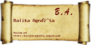 Balika Agnéta névjegykártya